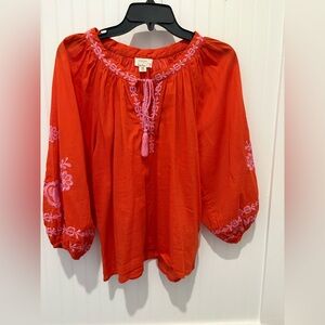 Nicole Miller Embroidered Orange Women's Top Size XS